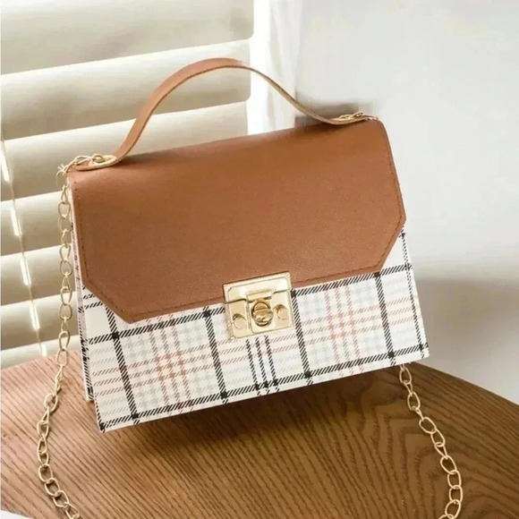 ⚠️Clearance Brown Plaid Small Square Chain Crossbody Bag - Picture 3 of 4